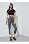 Grey Solid Cropped Leggings - 2