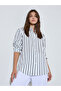 White Longline Striped Button-Up Shirt