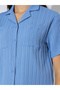 Blue Textured Shirt And Skirt Co-Ord Set - 4