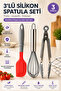 3-Piece Stainless Silicone Spatula Whisk Tongs - 2