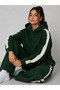 Women's Striped Detail Hooded Sweatshirt Green - 2