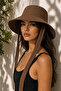 Women's Brown Tie-Up Bucket Hat – Sun Protection Beach Hat, Fits over a Cap - 3