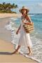 Striped Camel Black Straw Bag