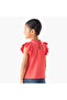 Collared Ruffle Cap Sleeves Polo T-shirt with Bow Print - 3