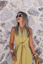Olive Low-Cut Zippered Jumpsuit - 3
