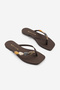Women's Blunt Toe Colorful Stone Flip-Flops Daily Slippers Zeyan Brown Satin - 6