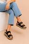 Women's Double Buckle Suede Daily Comfortable Summer Sandals with Straw Sole - 2