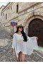 Ecru Stone Boat Neck Poncho