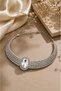 Women's Silver Stone Choker Necklace – Elegant Evening Dress & Event Necklace with Multi-Row Zircon Stones - 2