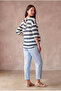 Maternity White/Blue Striped Viscose Blended V-Neck 3/4 Sleeve Blouse with Tie Back Detail Laurel - 2