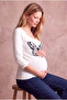 Maternity White Cotton Wide Crew Neck 3/4 Sleeve Printed T-Shirt Callie - 5