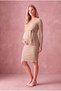 Maternity Stone Corded Viscose Blended Crew Neck Long Sleeve Belt Detailed Dress Emely - 4