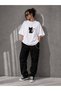 Black Cat Printed Oversize White Women's T-Shirt