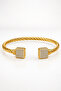 Twisted Square Pavé Gold Cuff Bracelet – Gold Cable Design with Zircon Stones