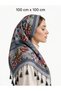 Hijab Gray Rose Patterned Thin High Quality Thin Summer Wear 1 Piece High Quality Useful Beautiful Stylish (Length: 100 cm X 100 cm) - 4