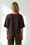 Women's Brown Waist-Fitted Draped Crop Viscose Blouse Blz-19003433 - 5