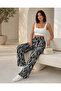 Women's Summer Ethnic Patterned Wide-Leg Pants with Elastic Waist
