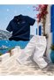 Boy's Polo Collar T-Shirt Linen Look Pants 100% Cotton Top and Bottom Set - 5