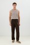 Light Brown Linen Blend Men's Trousers with Elastic Waist - 3