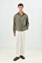 Khaki Modal Blend Crop Fit Men's Shirt - 4