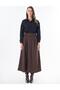 Belt Detailed Suede Skirt Dark Brown - 2