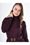Turtleneck Knitwear Dress Burgundy - 6