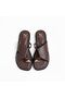 Brown Leather Flip-Flops for Women with Accessory Detail