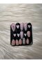 Handmade Press-On Nails Set - Pastel Pink & Glossy Black Coquette Style with Hearts, Polka Dots, and Bow Accents Elegant Almond Shape Custom Gel Nails - 2