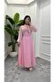 Stone Embellished Evening Dress with Back Tie - 2