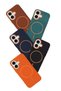 Joko iPhone 16 Compatible Luno Leather Magsafe Cover - Orange Bezoss - 2