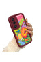 Samsung Galaxy A24 Compatible Case Camera Protector Burgundy Silicone Couple Phone Case Butterfly Pattern - 3