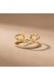 Double Row Chain and Zircon Stone Detailed Adjustable Gold Women's Ring - 2