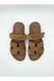 Women's Fx2010-Sue Genuine Leather Tan Suede Velcro Adjustable Orthopedic Slippers - 5