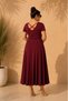 Women's Plus Size Back Cross Detail U-Neck Short Sleeve Flared Long Modal Stretchy Dress - 4