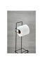 Black Toilet Paper Holder with Stand and Spare Container - 3