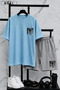 Bklyn Printed Cotton Fabric Unisex T-Shirt-Grey Shorts Set
