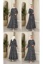 Haki̇m Collar Half Buttoned Waist Tie Fastened Crinkle Patterned Viscose Dress - 2