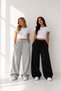 2 Pieces Black/Gray Women's Wide-Lette Sweatpants High Waist Oversize Comfortable Fit with Side Pockets for Daily Wear