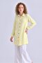 Women's Shirt Collar Wooden Buttoned Collage Elastic Aerobin Woven Tunic - Regular Fit - 4
