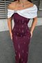 Plum Madonna Collar Stone Buckle Detail Slit Scuba Fabric Dress - 2