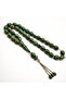 Mina & Silver Rosary 33 Beads 9x11.5mm Emerald Green Enamel Prayer Beads Tasbih 46.5g Silver-Tone Chain Tassel