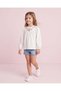 Girls White Floral Embroidery Yoke Top - 2