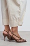 Eryu Brown Satin Open Toe Detailed Caged Women's Heeled Shoes - 6