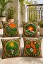 Ethnic Drawing Waves Patterned 4-Piece Throw Pillow Cover Set - 2