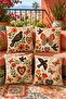 Drawing Birds Patterned 4-Piece Throw Pillow Cover Set