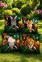 Amazon and African Animals Patterned 4-Piece Throw Pillow Cover Set