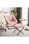 Extra-Large Comfort, Foldable Living Room Armchair With footstool, Easy-to-clean Synthetic Upholstery, Sturdy Metal Frame, Ideal for the Living Room, Bedroom or Relaxation Area, Pink - 6