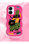 Vivo Y16 Compatible Case Camera Protector Red Silicone Couple Phone Case Cat Pattern - 2