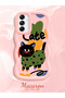 Samsung Galaxy A14 Compatible Case Camera Protector Pink Silicone Couple Phone Case Cat Pattern - 2