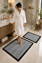 Non-Slip Based Washable 2-Piece Plain Gray Bath Mat and Toilet Set – Modern Bathroom Rug - 2